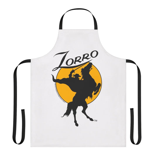 Zorro silhouette apron with horse rider design in a western style