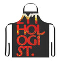 A zythology-themed apron with amber-colored typography art